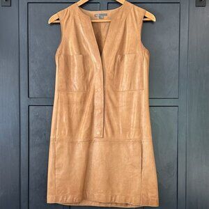 Vince Women's Lambskin Leather Mini Dress - Size 2, Chestnut